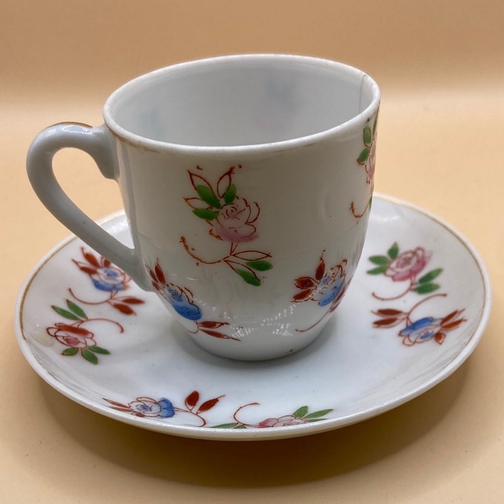 The Vintage Floral Tea cup and saucer Miniature Occupied Japan